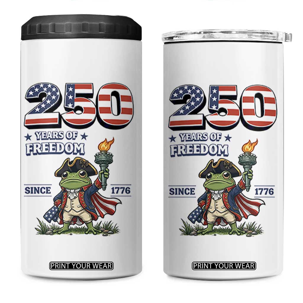 Patriotic Frog Raising The Torch 4 in 1 Can Cooler Tumbler 250 Years Of Freedom TS12 One Size: 16 oz White Print Your Wear