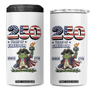 Patriotic Frog Raising The Torch 4 in 1 Can Cooler Tumbler 250 Years Of Freedom TS12 One Size: 16 oz White Print Your Wear