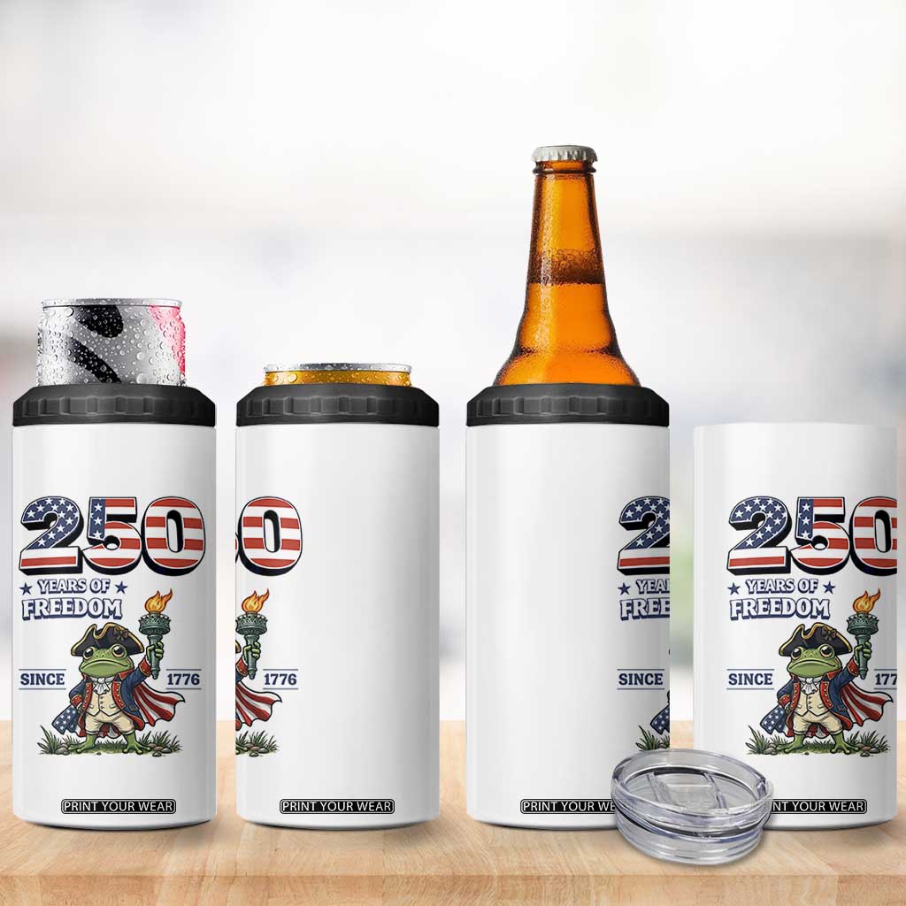 Patriotic Frog Raising The Torch 4 in 1 Can Cooler Tumbler 250 Years Of Freedom TS12 Print Your Wear