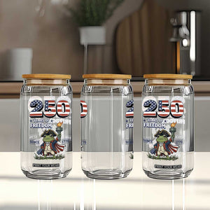 Patriotic Frog Raising The Torch Glass Can 250 Years Of Freedom TS12 Print Your Wear