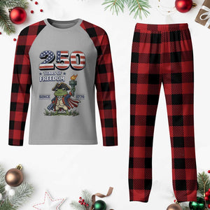 Patriotic Frog Raising The Torch Plaid Pajama Set 250 Years Of Freedom TS12 Buffalo Plaid Print Your Wear