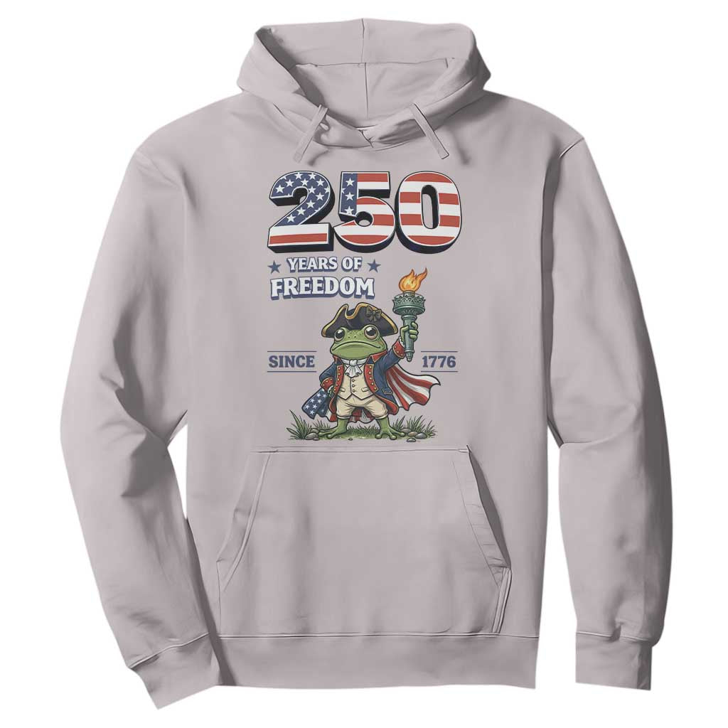 Patriotic Frog Raising The Torch Hoodie 250 Years Of Freedom TS12 Ice Gray Print Your Wear