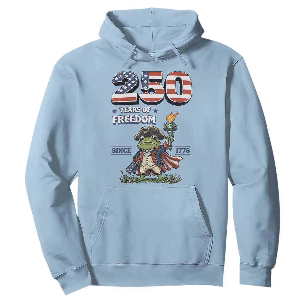 Patriotic Frog Raising The Torch Hoodie 250 Years Of Freedom TS12 Light Blue Print Your Wear