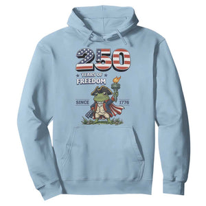 Patriotic Frog Raising The Torch Hoodie 250 Years Of Freedom TS12 Light Blue Print Your Wear