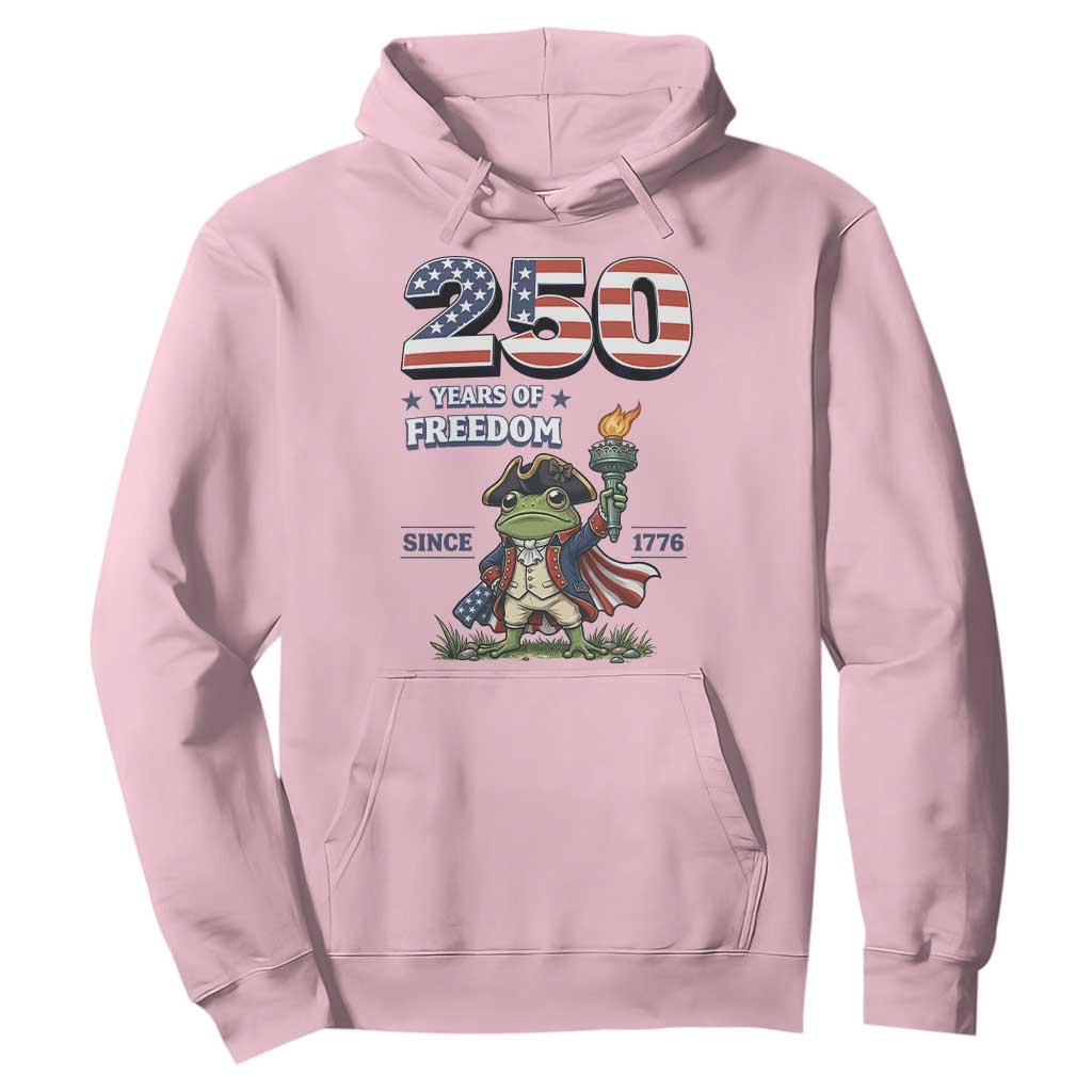 Patriotic Frog Raising The Torch Hoodie 250 Years Of Freedom TS12 Light Pink Print Your Wear