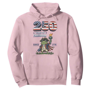 Patriotic Frog Raising The Torch Hoodie 250 Years Of Freedom TS12 Light Pink Print Your Wear