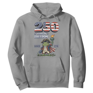 Patriotic Frog Raising The Torch Hoodie 250 Years Of Freedom TS12 Sport Gray Print Your Wear