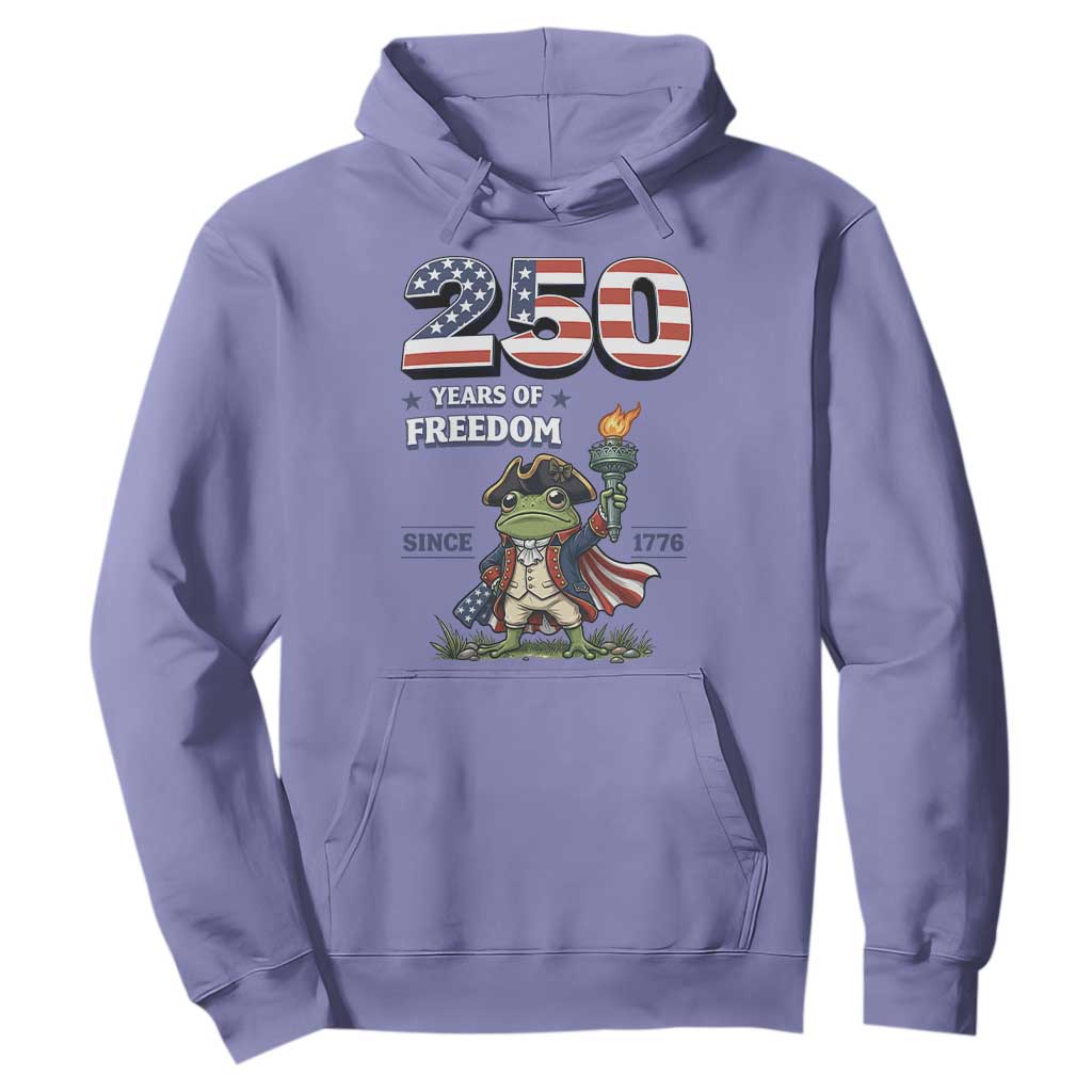 Patriotic Frog Raising The Torch Hoodie 250 Years Of Freedom TS12 Violet Print Your Wear