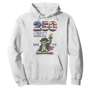 Patriotic Frog Raising The Torch Hoodie 250 Years Of Freedom TS12 White Print Your Wear