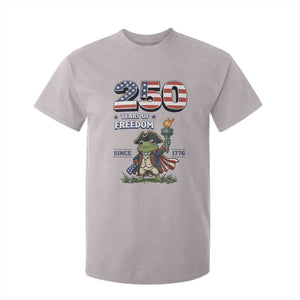 Patriotic Frog Raising The Torch T Shirt For Kid 250 Years Of Freedom TS12 Ice Gray Print Your Wear