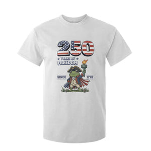 Patriotic Frog Raising The Torch T Shirt For Kid 250 Years Of Freedom TS12 White Print Your Wear