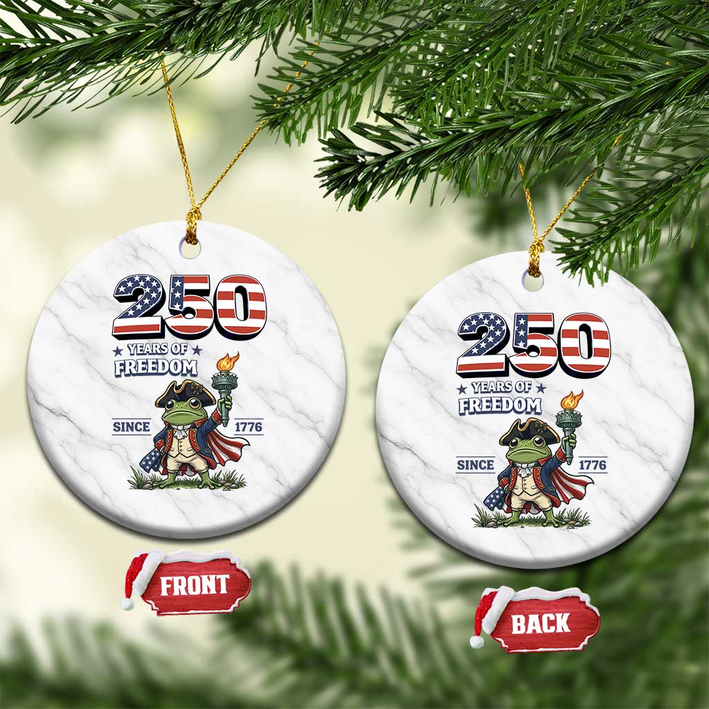 Patriotic Frog Raising The Torch Ceramic Ornament 250 Years Of Freedom TS12 1pc White Marble Print Your Wear