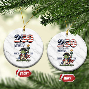 Patriotic Frog Raising The Torch Ceramic Ornament 250 Years Of Freedom TS12 1pc White Marble Print Your Wear