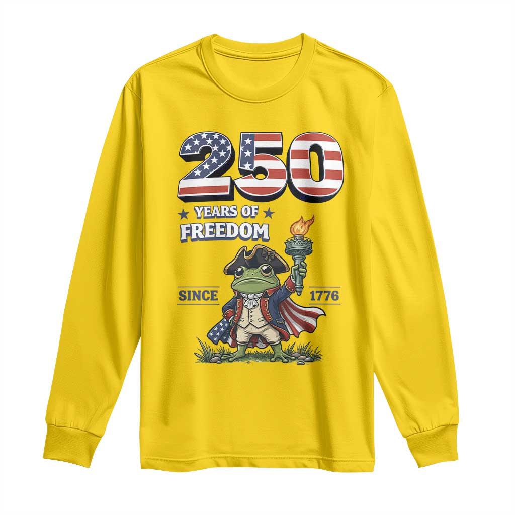 Patriotic Frog Raising The Torch Long Sleeve Shirt 250 Years Of Freedom TS12 Daisy Print Your Wear