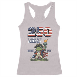 Patriotic Frog Raising The Torch Racerback Tank Top 250 Years Of Freedom TS12 Ice Gray Print Your Wear
