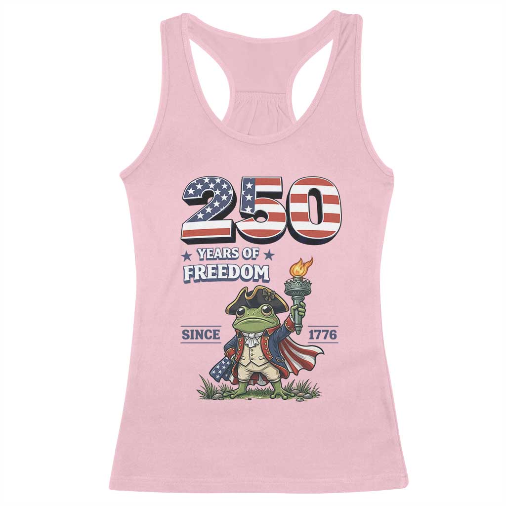 Patriotic Frog Raising The Torch Racerback Tank Top 250 Years Of Freedom TS12 Light Pink Print Your Wear