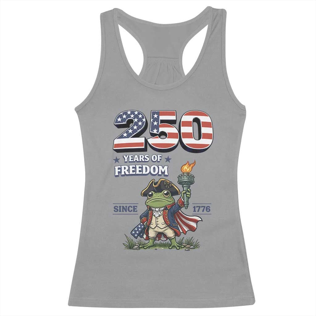 Patriotic Frog Raising The Torch Racerback Tank Top 250 Years Of Freedom TS12 Sport Gray Print Your Wear