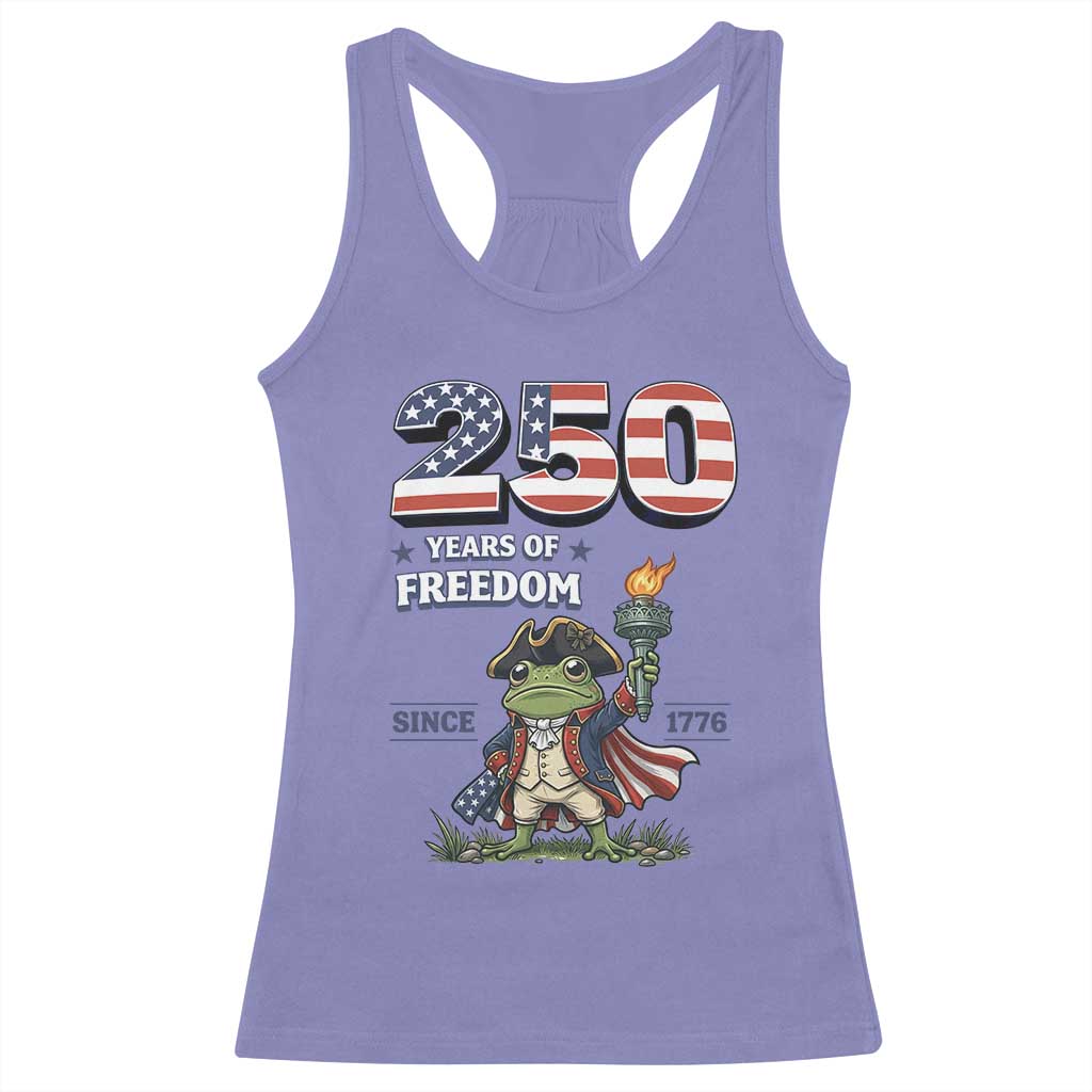 Patriotic Frog Raising The Torch Racerback Tank Top 250 Years Of Freedom TS12 Violet Print Your Wear
