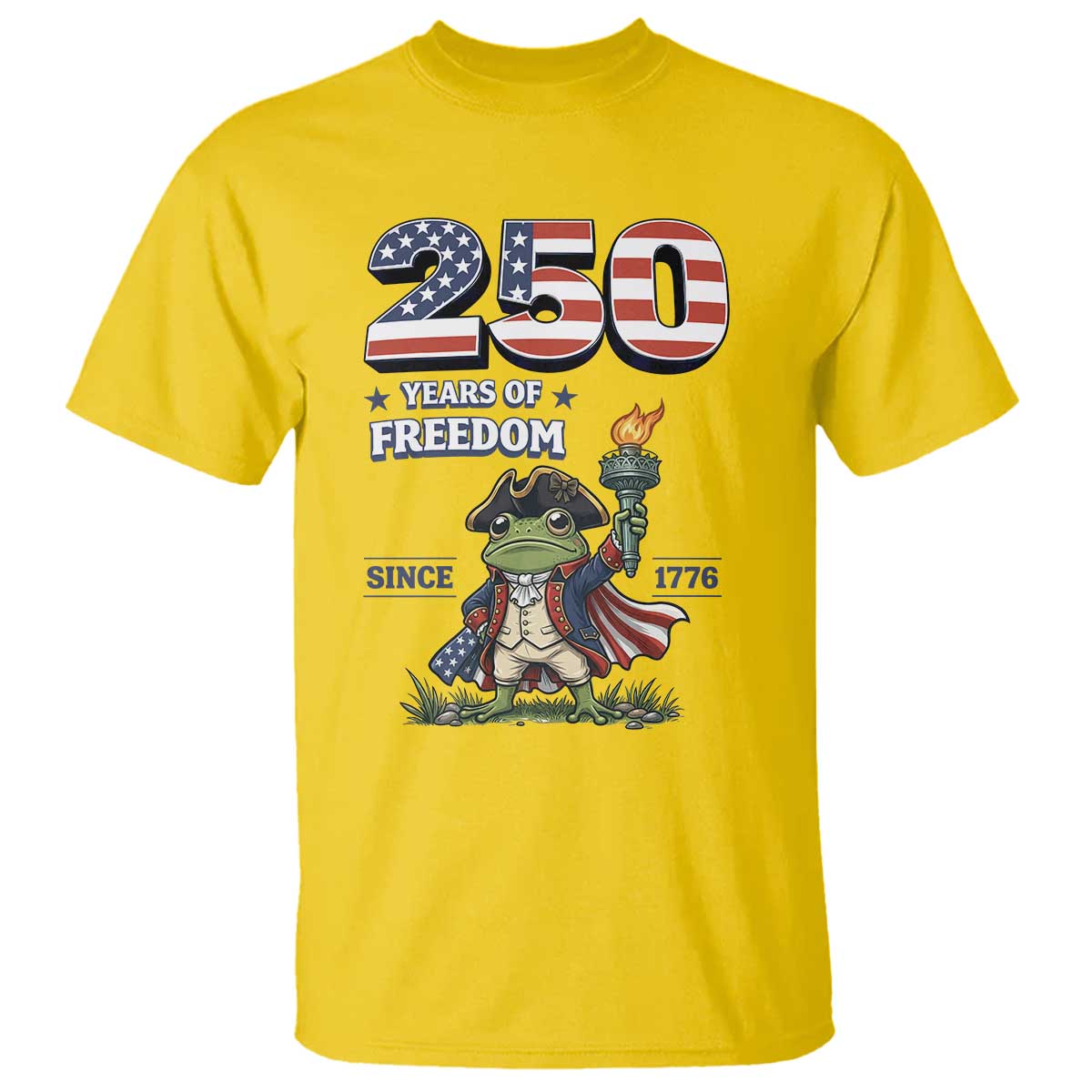 Patriotic Frog Raising The Torch T Shirt 250 Years Of Freedom TS12 Daisy Print Your Wear
