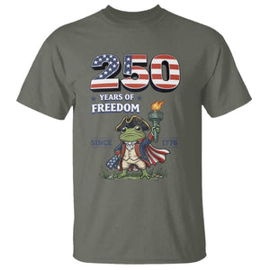 Patriotic Frog Raising The Torch T Shirt 250 Years Of Freedom TS12 Military Green Print Your Wear