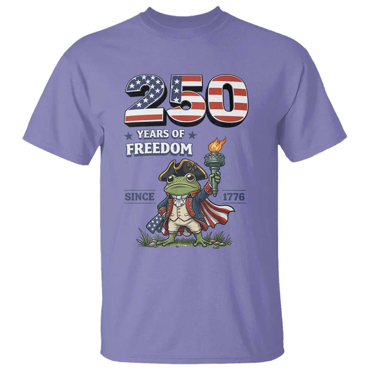 Patriotic Frog Raising The Torch T Shirt 250 Years Of Freedom TS12 Violet Print Your Wear