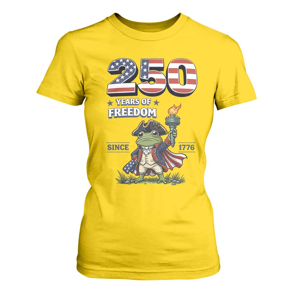 Patriotic Frog Raising The Torch T Shirt For Women 250 Years Of Freedom TS12 Daisy Print Your Wear