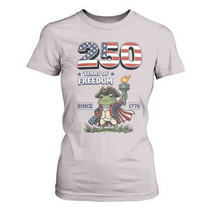 Patriotic Frog Raising The Torch T Shirt For Women 250 Years Of Freedom TS12 Ice Gray Print Your Wear