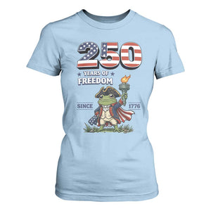 Patriotic Frog Raising The Torch T Shirt For Women 250 Years Of Freedom TS12 Light Blue Print Your Wear
