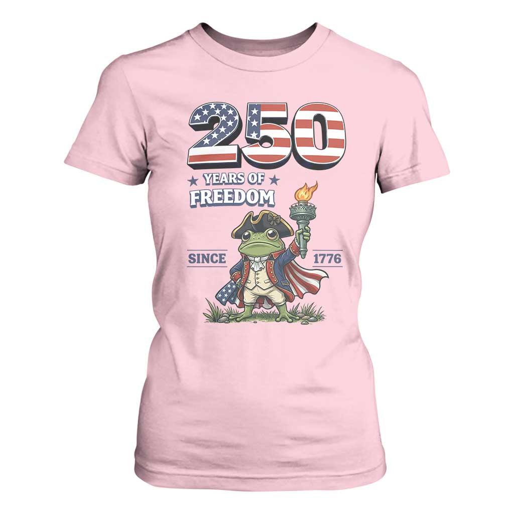 Patriotic Frog Raising The Torch T Shirt For Women 250 Years Of Freedom TS12 Light Pink Print Your Wear