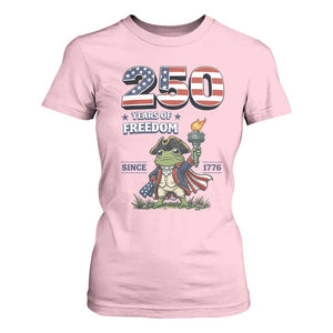 Patriotic Frog Raising The Torch T Shirt For Women 250 Years Of Freedom TS12 Light Pink Print Your Wear