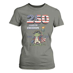 Patriotic Frog Raising The Torch T Shirt For Women 250 Years Of Freedom TS12 Military Green Print Your Wear
