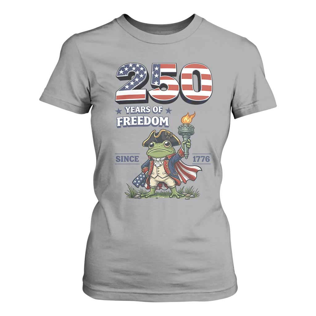 Patriotic Frog Raising The Torch T Shirt For Women 250 Years Of Freedom TS12 Sport Gray Print Your Wear