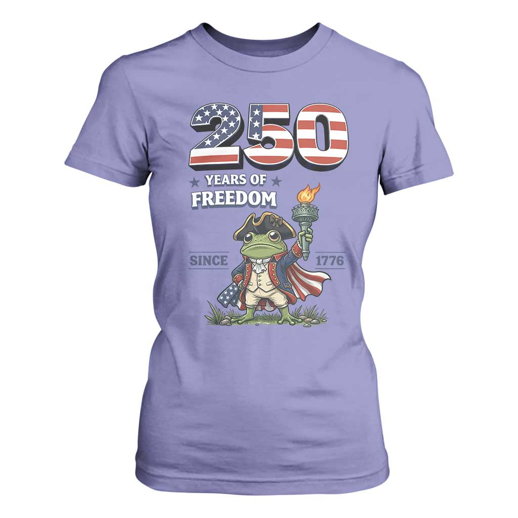 Patriotic Frog Raising The Torch T Shirt For Women 250 Years Of Freedom TS12 Violet Print Your Wear
