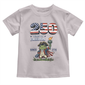 Patriotic Frog Raising The Torch Toddler T Shirt 250 Years Of Freedom TS12 Ice Gray Print Your Wear