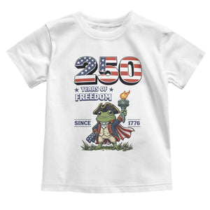 Patriotic Frog Raising The Torch Toddler T Shirt 250 Years Of Freedom TS12 White Print Your Wear