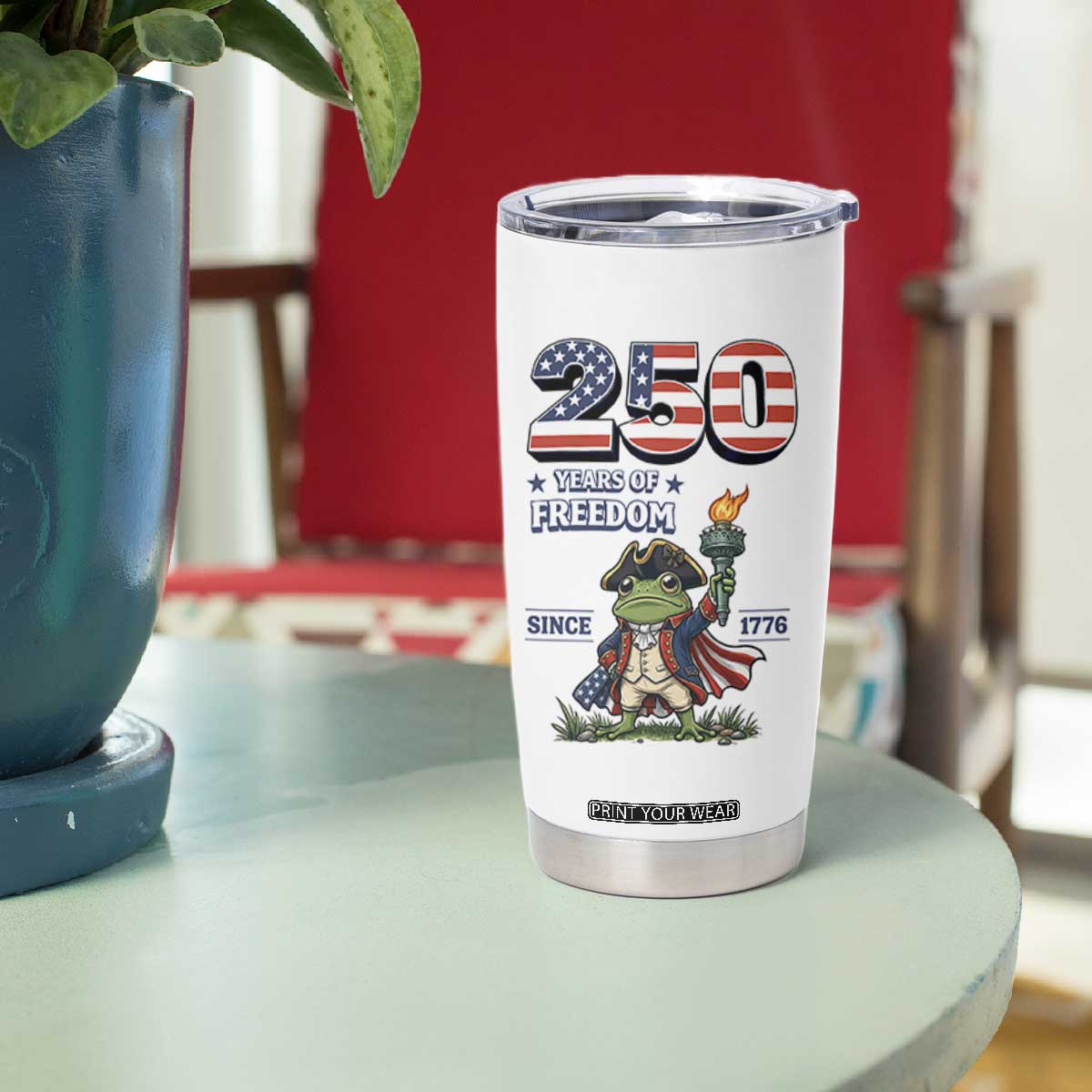 Patriotic Frog Raising The Torch Tumbler Cup 250 Years Of Freedom TS12 Print Your Wear