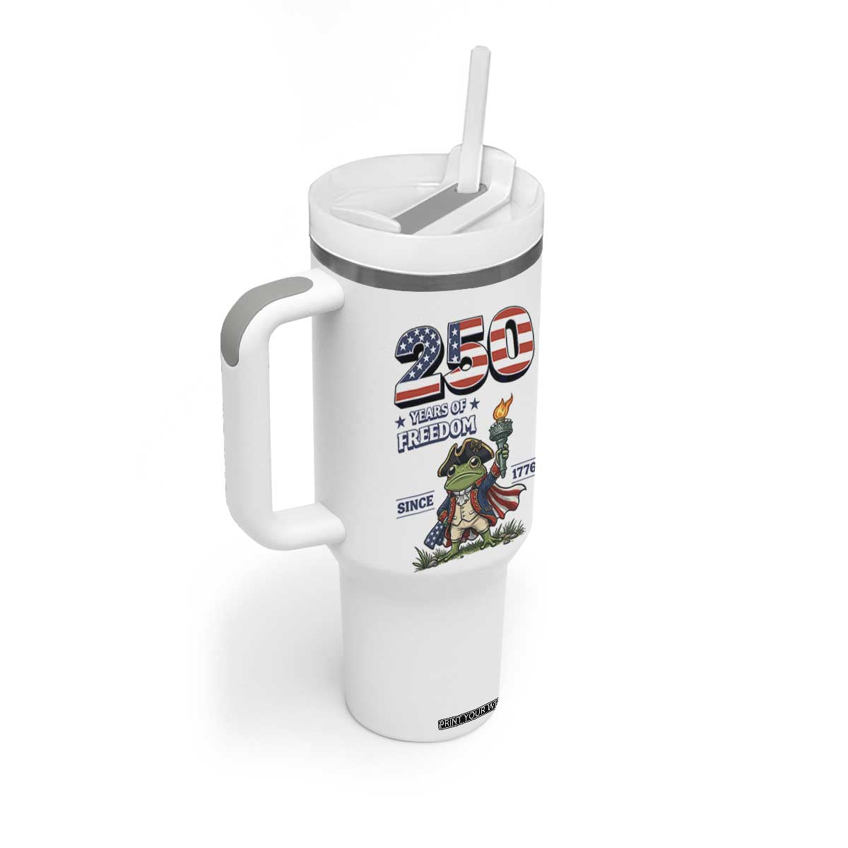 Patriotic Frog Raising The Torch Tumbler With Handle 250 Years Of Freedom TS12 Print Your Wear