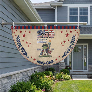Funny Frog Raising The Torch Patriotic Fan Flag 250 Years Of Freedom