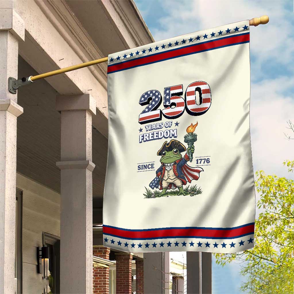 Patriotic Frog Raising The Torch Garden Flag 250 Years Of Freedom TS12 Modern Beige Red Print Your Wear