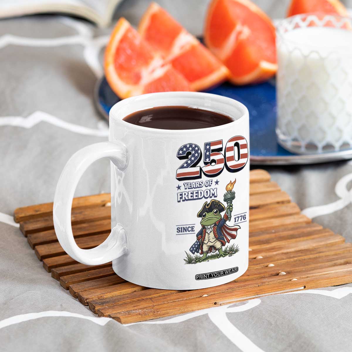 Patriotic Frog Raising The Torch Coffee Mug 250 Years Of Freedom TS12 Print Your Wear