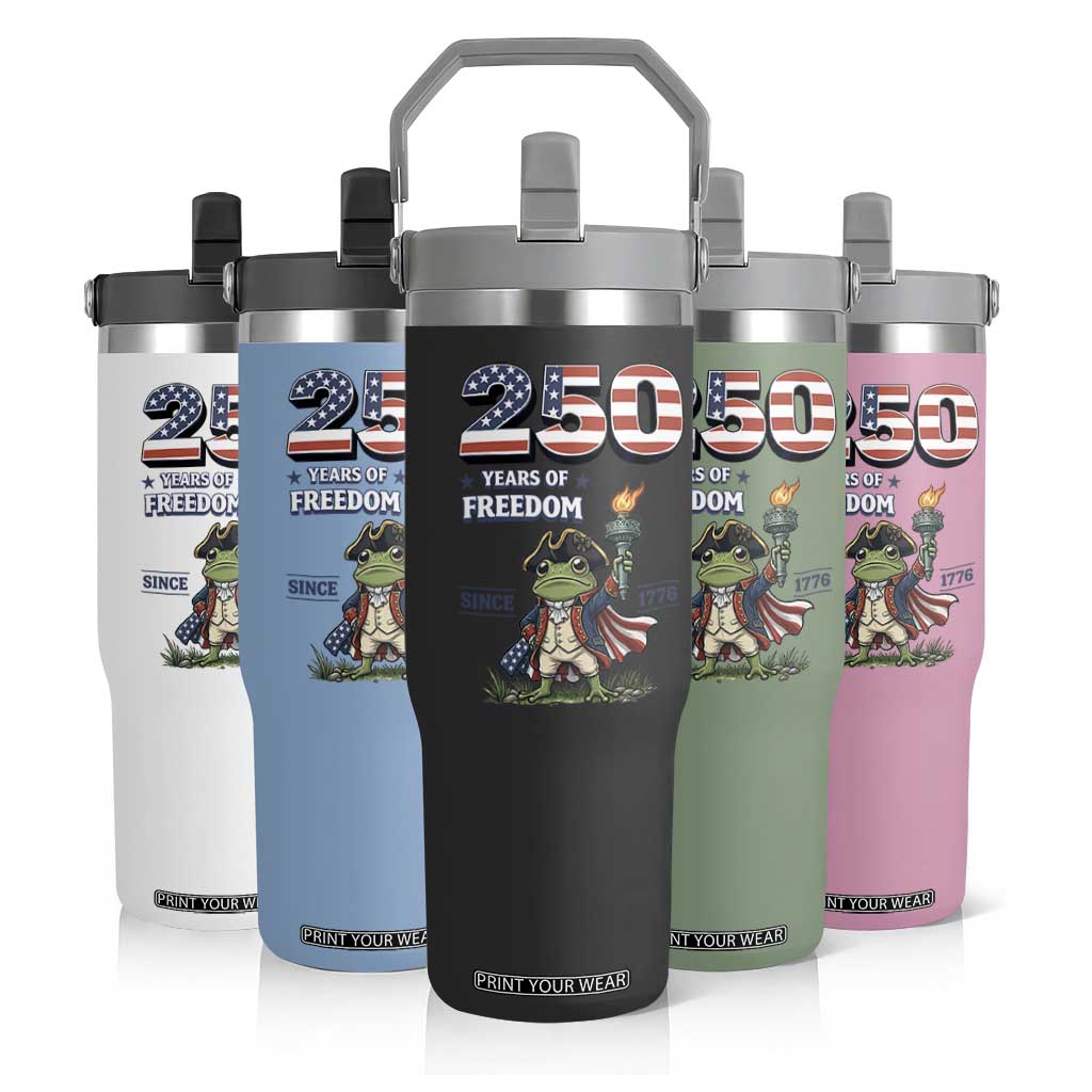 Patriotic Frog Raising The Torch Flip Straw Tumbler 250 Years Of Freedom TS12 Print Your Wear