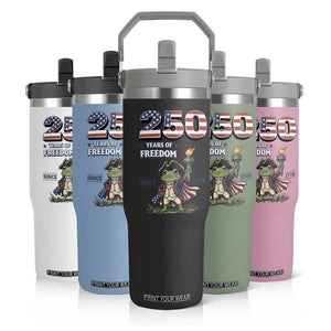 Patriotic Frog Raising The Torch Flip Straw Tumbler 250 Years Of Freedom TS12 Print Your Wear