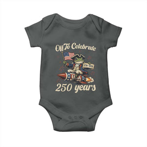 Funny Frog Off To Celebrate 250 Years Of Freedom Baby Onesie Patriotic Gift TS12 Dark Heather Print Your Wear