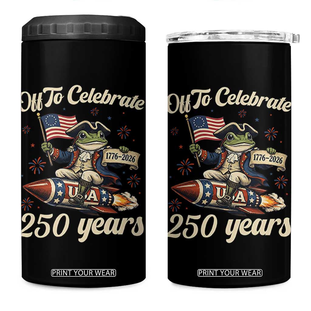 Funny Frog Off To Celebrate 250 Years Of Freedom 4 in 1 Can Cooler Tumbler Patriotic Gift TS12 One Size: 16 oz Black Print Your Wear