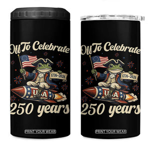 Funny Frog Off To Celebrate 250 Years Of Freedom 4 in 1 Can Cooler Tumbler Patriotic Gift TS12 One Size: 16 oz Black Print Your Wear