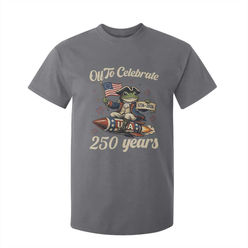Funny Frog Off To Celebrate 250 Years Of Freedom T Shirt For Kid Patriotic Gift TS12 Charcoal Print Your Wear
