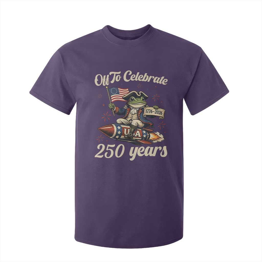 Funny Frog Off To Celebrate 250 Years Of Freedom T Shirt For Kid Patriotic Gift TS12 Purple Print Your Wear