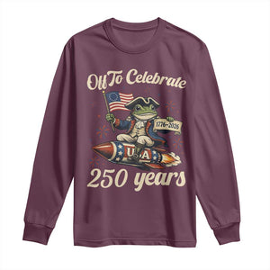 Funny Frog Off To Celebrate 250 Years Of Freedom Long Sleeve Shirt Patriotic Gift TS12 Maroon Print Your Wear