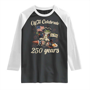 Funny Frog Off To Celebrate 250 Years Of Freedom Raglan Shirt Patriotic Gift TS12 Black White Print Your Wear