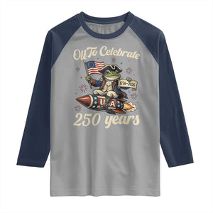 Funny Frog Off To Celebrate 250 Years Of Freedom Raglan Shirt Patriotic Gift TS12 Sport Gray Navy Print Your Wear